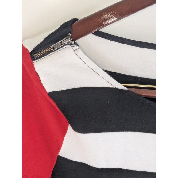 EXPRESS SZ L Cotton/Rayon Top Red/Navy/White Blouse Shirt 3/4 Sleeves Patriotic - Picture 4 of 7